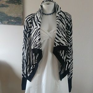 Zebra Print Draped Cardigan